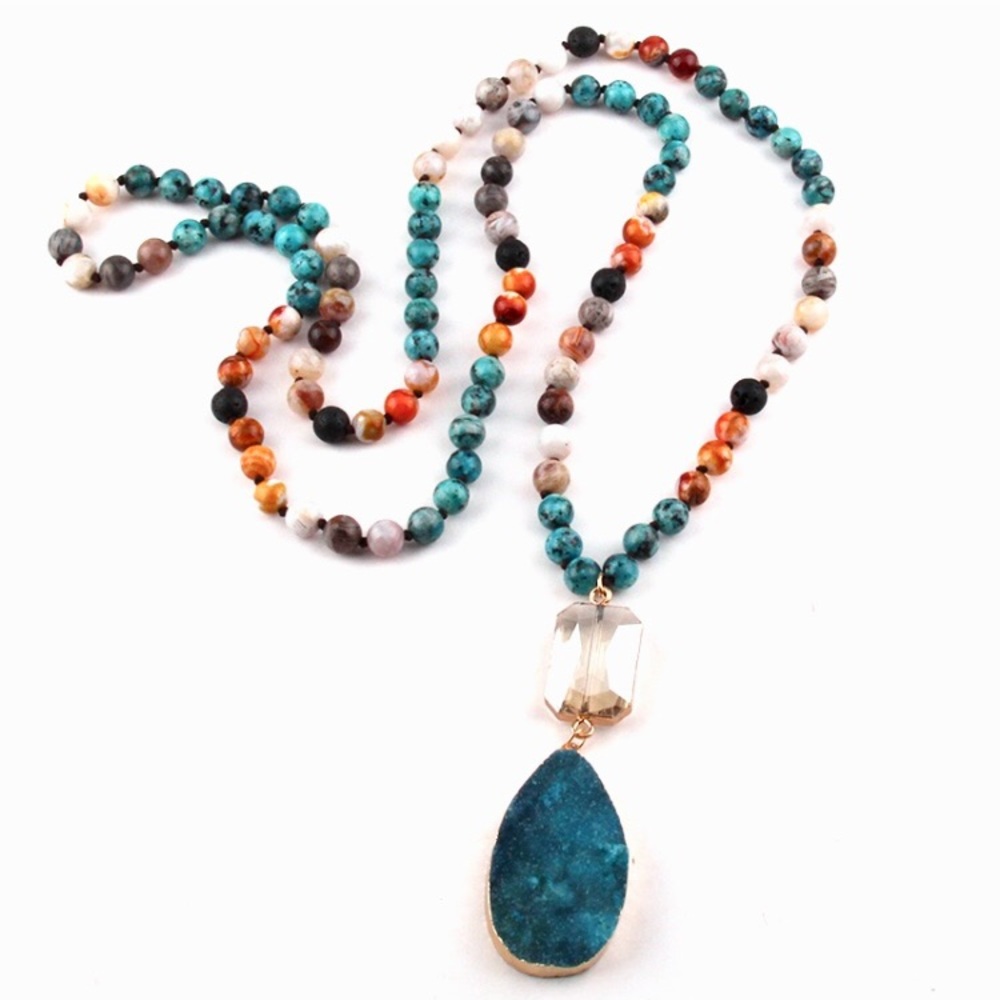 Anthropologie Druzy Quartz Pendant Necklace